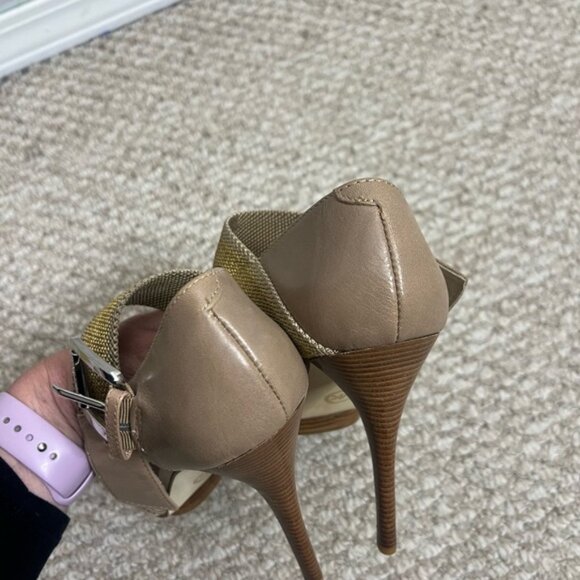 Michael Kors Faith Sandal Heels taupe/gold size 7 - Picture 10 of 13
